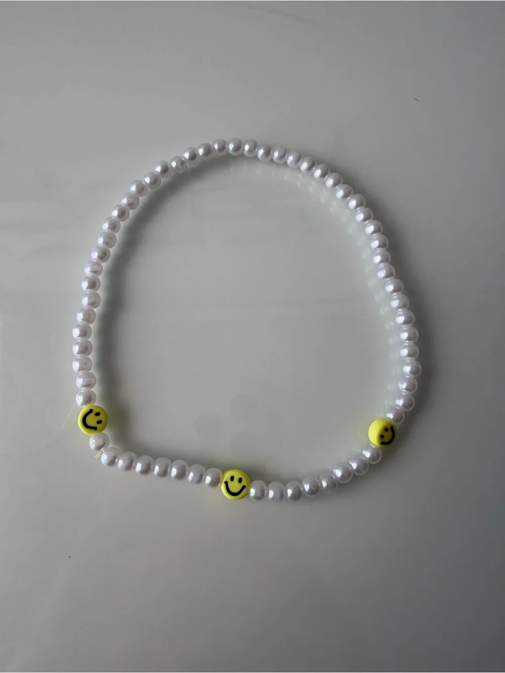 Kids Pearl Bead Necklace with Yellow Smile Charms